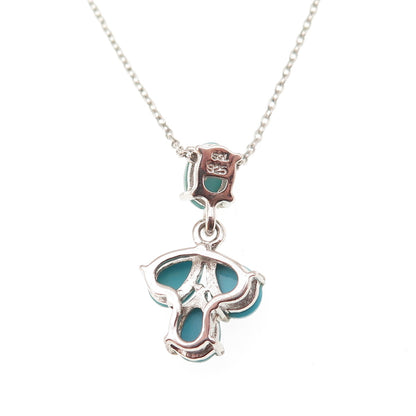 925 Sterling Silver Real Sleeping Beauty Turquoise Cable Chain Necklace 18"