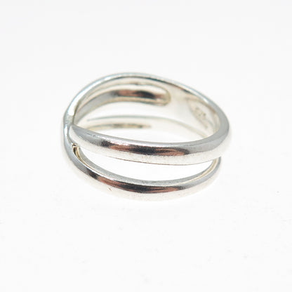 925 Sterling Silver Vintage Crisscross Interlocked Band Ring Size 8