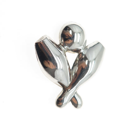 BEAU 925 Sterling Silver Vintage Bowling Club Oxidized Pin Brooch