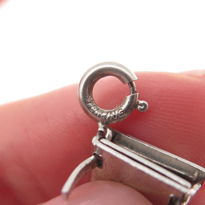 JEWELART Sterling Antique Art Deco Grand Piano Spring Ring Mini Locket Pendant