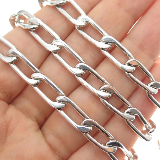 925 Sterling Silver Vintage Mexico Paperclip Chain Necklace 32"