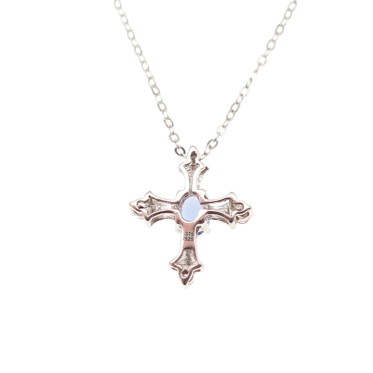Chuck Clemency 925 Sterling Silver Real Tanzanite & Amethyst Cross Necklace 20"