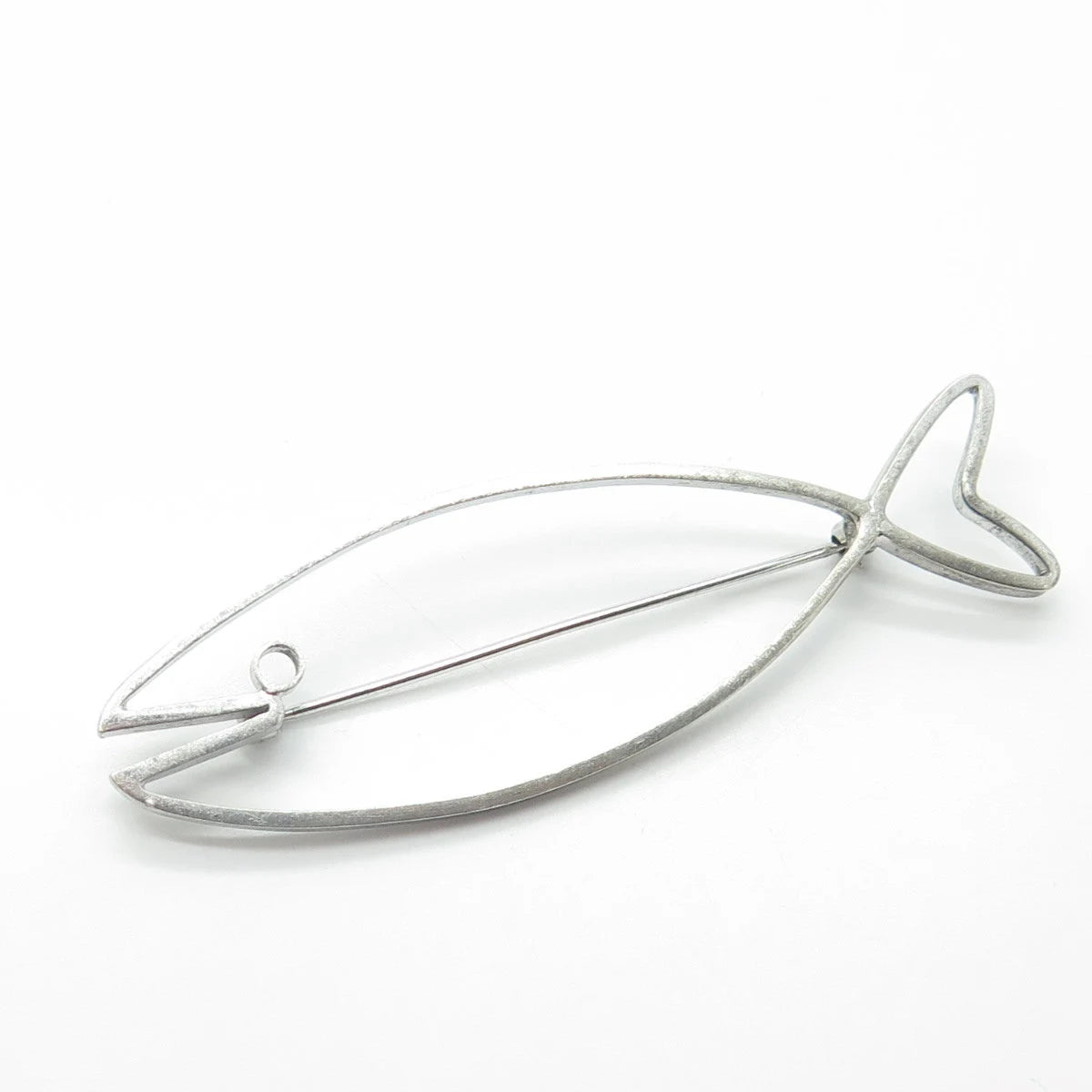 925 Sterling Silver Vintage diVera Ichthys Fish Religious Pin Brooch