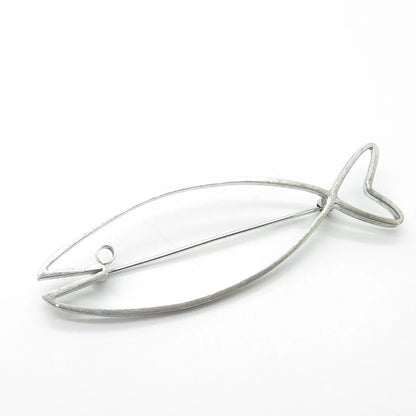 925 Sterling Silver Vintage diVera Ichthys Fish Religious Pin Brooch
