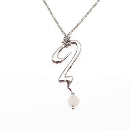 Guess Sterling Vintage Real Rose Quartz Friendship Double Chain Necklace 16-18"