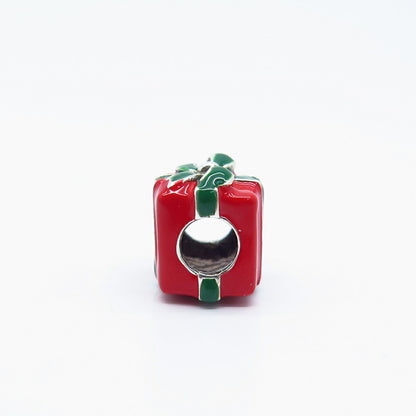 925 Sterling Silver Colorful Enamel Gift Box Bead Charm