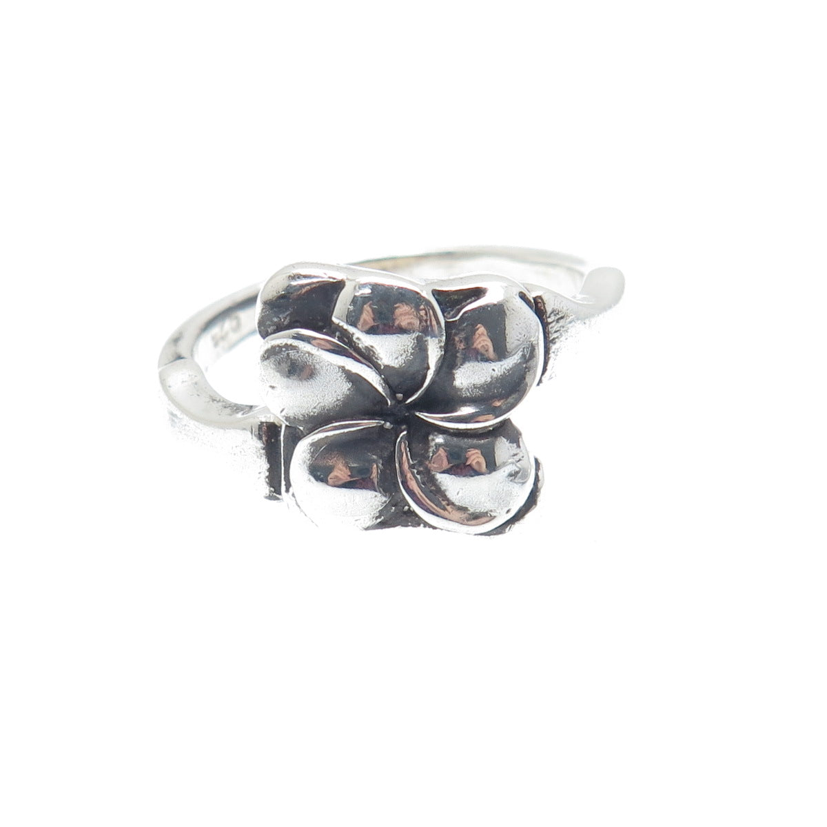 925 Sterling Silver Vintage Flower Oxidized Ring Size 7