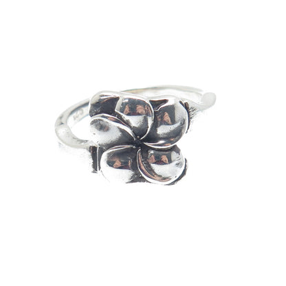 925 Sterling Silver Vintage Flower Oxidized Ring Size 7