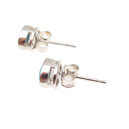 925 Sterling Silver Real Sleeping Beauty Turquoise Stud Earrings