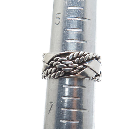 DOMINIQUE DINOUART 925 Sterling Vintage Mexico Crisscross Band Ring Size 6.25