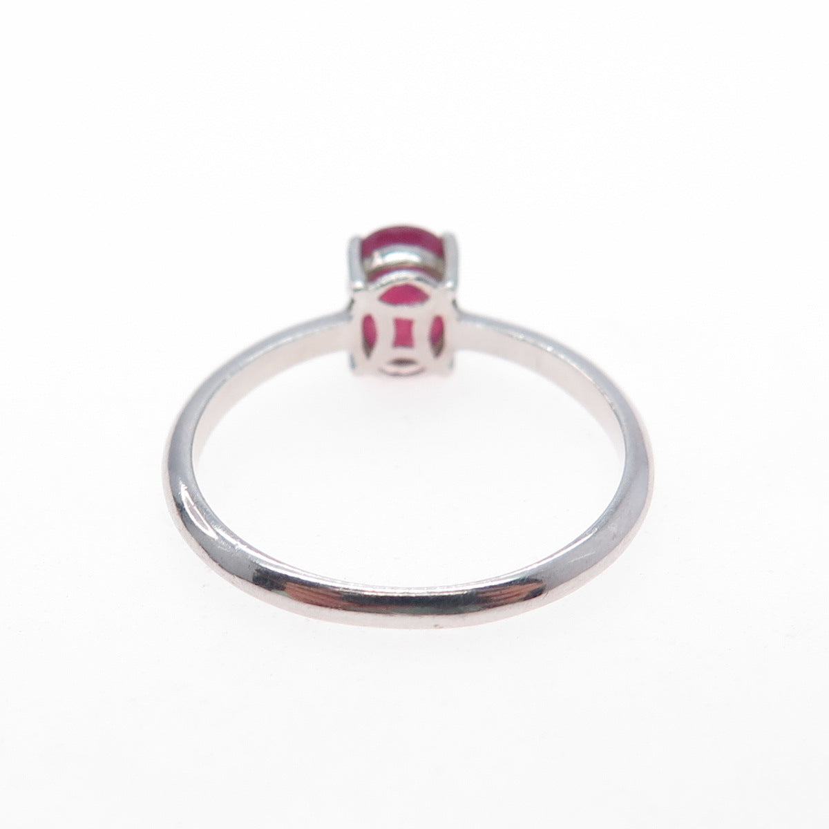 925 Sterling Silver Real Oval-Cut Ruby Ring Size 7.25