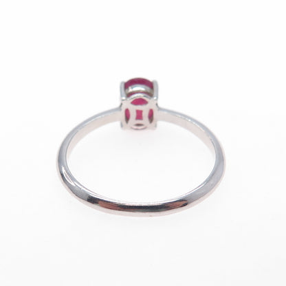 925 Sterling Silver Real Oval-Cut Ruby Ring Size 7.25