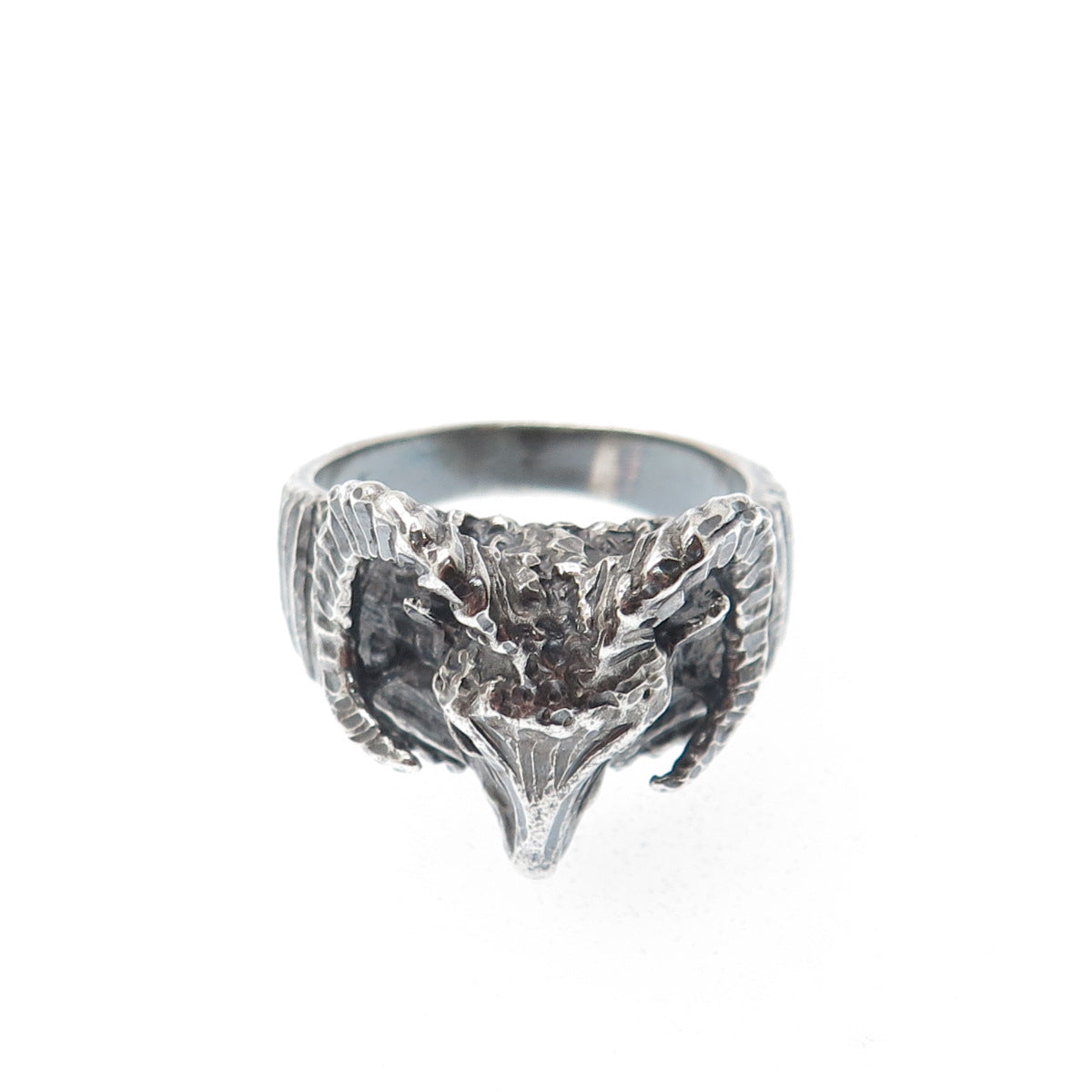 925 Sterling Silver Vintage Aries Zodiac Sign Oxidized Ring Size 11.5