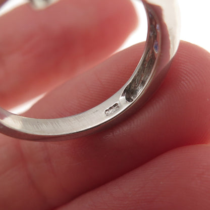 Chuck Clemency 925 Sterling Silver Real Oval & Round-Cut Tanzanite Ring Size 8