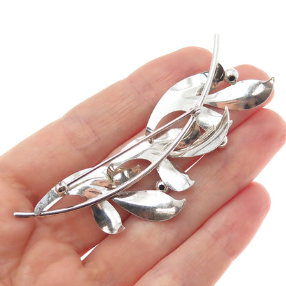 FORSTNER 925 Sterling Silver Antique Art Deco Floral Leaf Pin Brooch