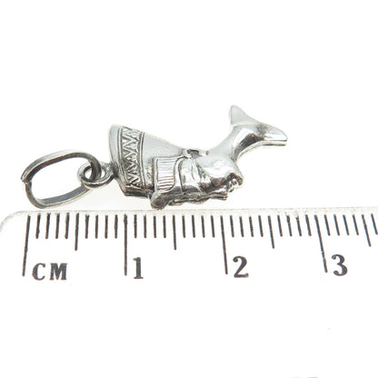 925 Sterling Silver Vintage Nefertiti Egyptian Pharaoh Charm Pendant