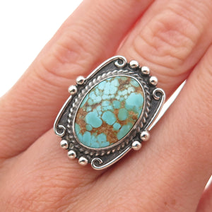 Old Pawn 925 Sterling Silver Vintage Southwestern Turquoise Tribal Ring Size 6