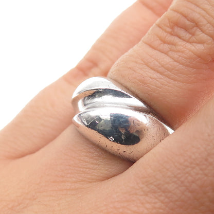 925 Sterling Silver Vintage Modernist Dome Oxidized Ring Size 6.25
