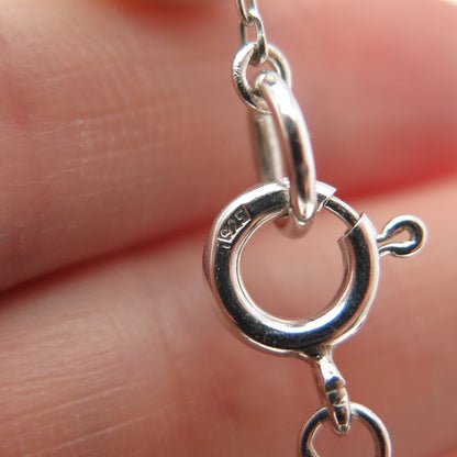 925 Sterling Silver Vintage Modernist Multi-Beaded Chain Necklace 18"