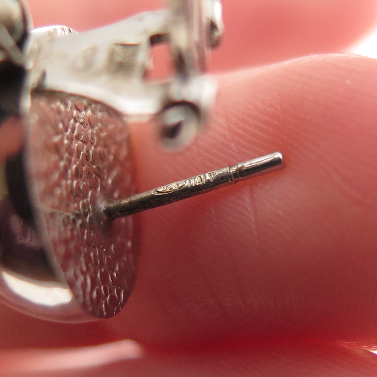 925 Sterling Silver Vintage Italy Modernist Ball Beaded Omega Back Earrings