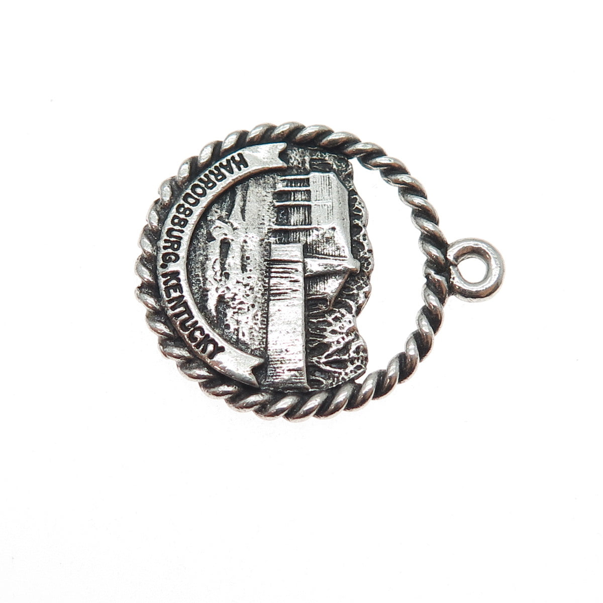 925 Sterling Silver Vintage Old Fort Harrod State Park Kentucky Mini Pendant