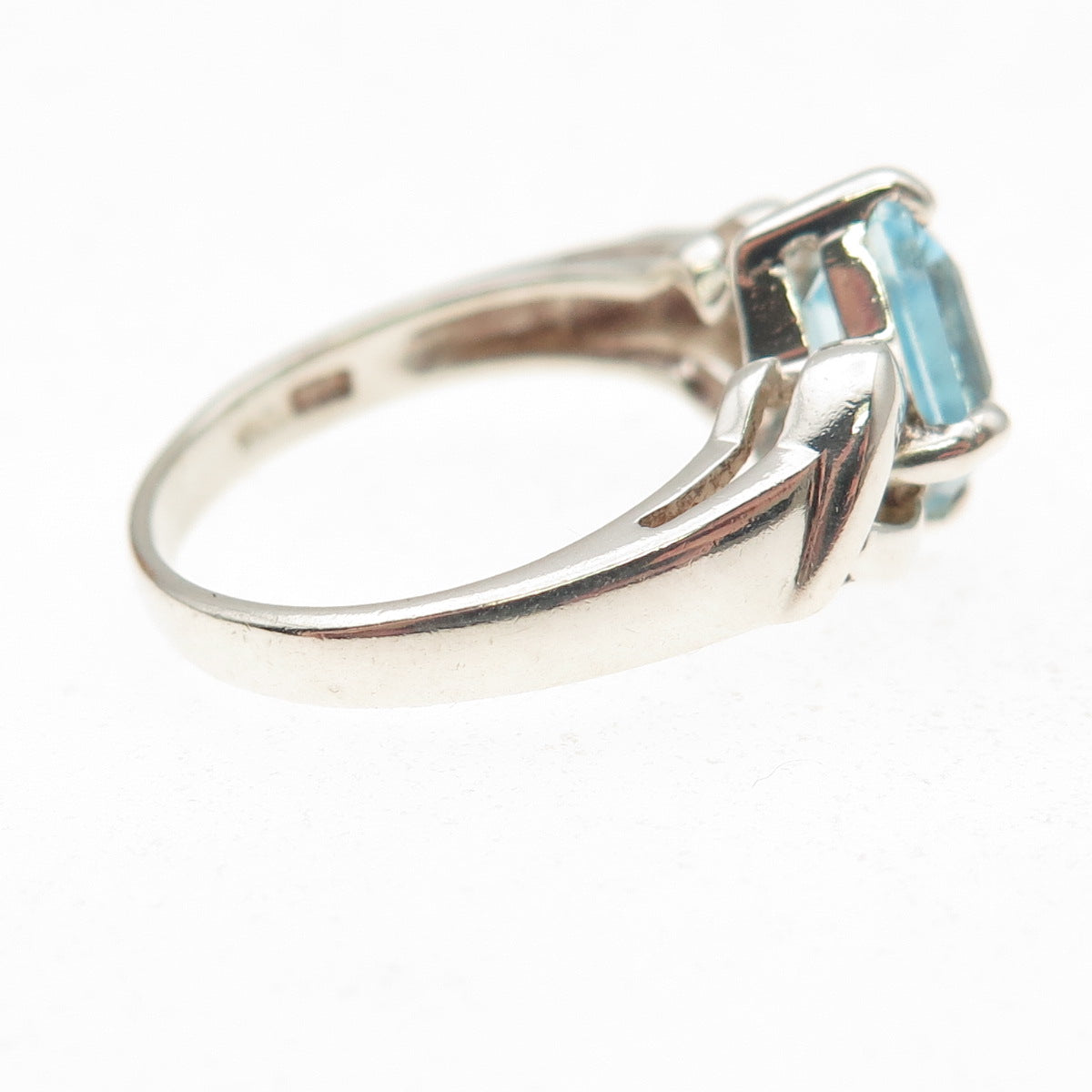 CNA Pranda 925 Sterling Silver Vintage Real Blue Topaz Heart Ring Size 6