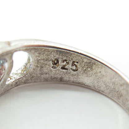 925 Sterling Silver Vintage Loving Heart Ring Size 7.25