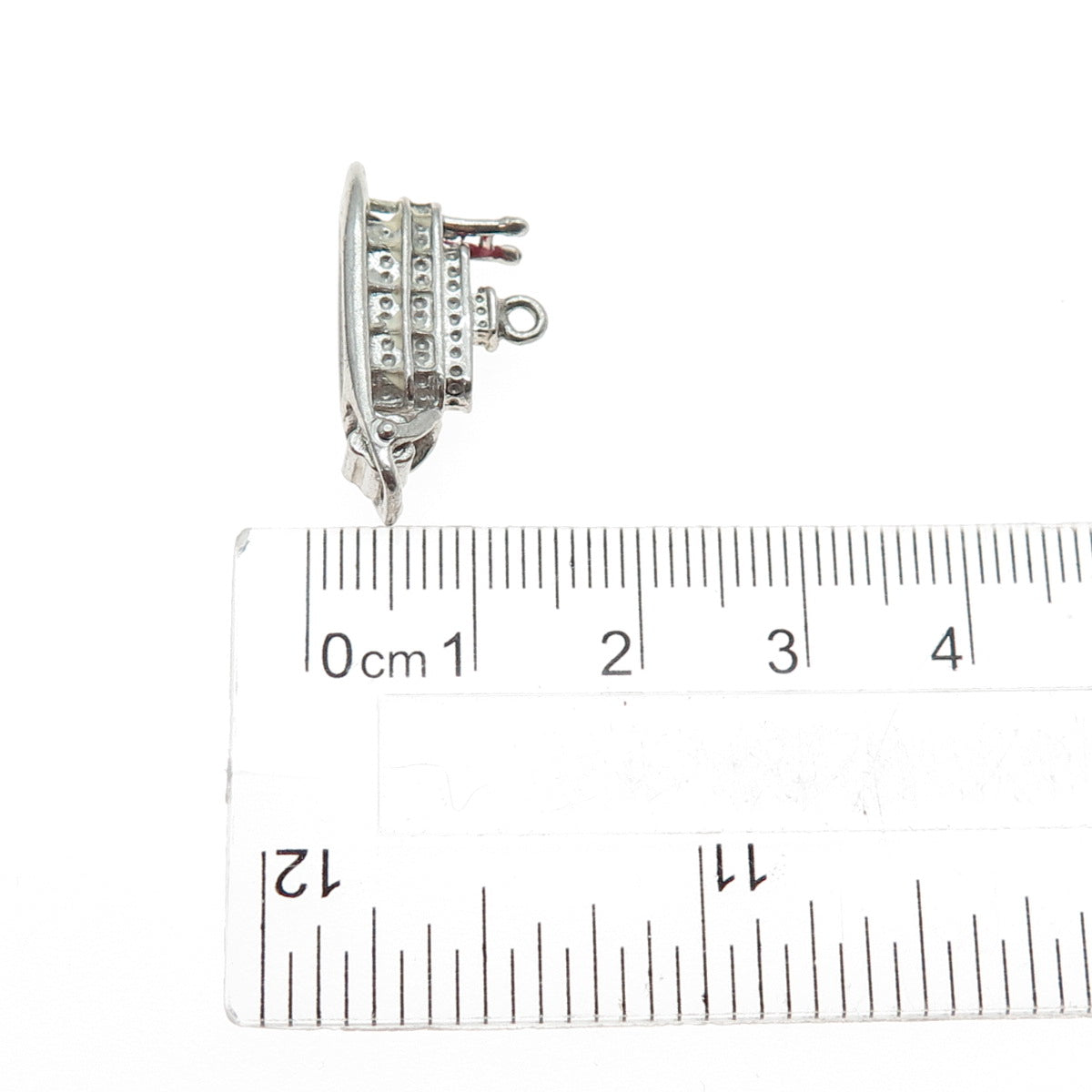 J.M. FISHER 925 Sterling Silver Antique Art Deco Steamboat Mini 3D Charm Pendant