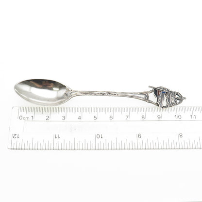 925 Sterling Silver Antique Art Deco Enamel GTBC Flag Coffee Spoon