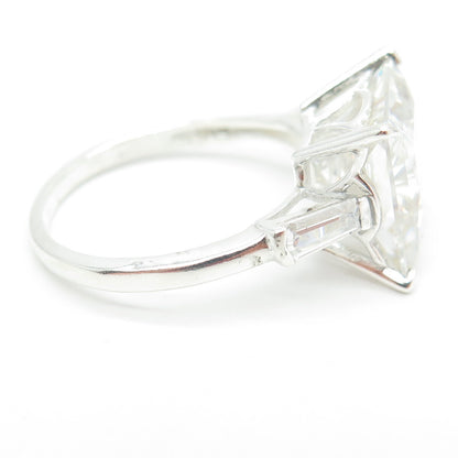 925 Sterling Silver Princess-Cut C Z Engagement Ring Size 11.25