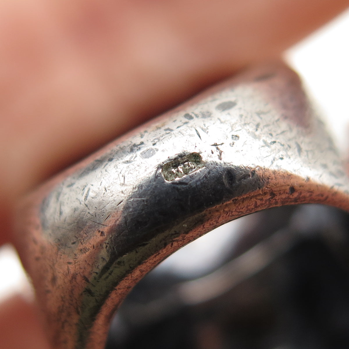 925 Sterling Silver Vintage Modernist Dome Oxidized Statement Ring Size 4