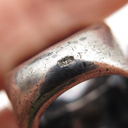 925 Sterling Silver Vintage Modernist Dome Oxidized Statement Ring Size 4