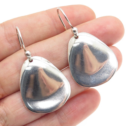 925 Sterling Silver Vintage Teardrop Modernist Dangle Hook Earrings