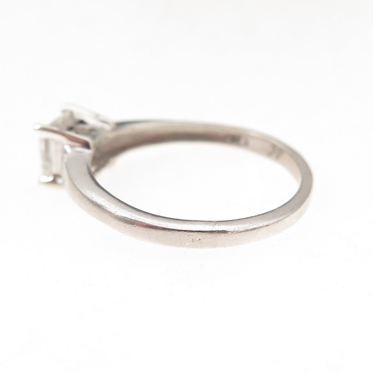 925 Sterling Silver Princess-Cut C Z Engagement Ring Size 7