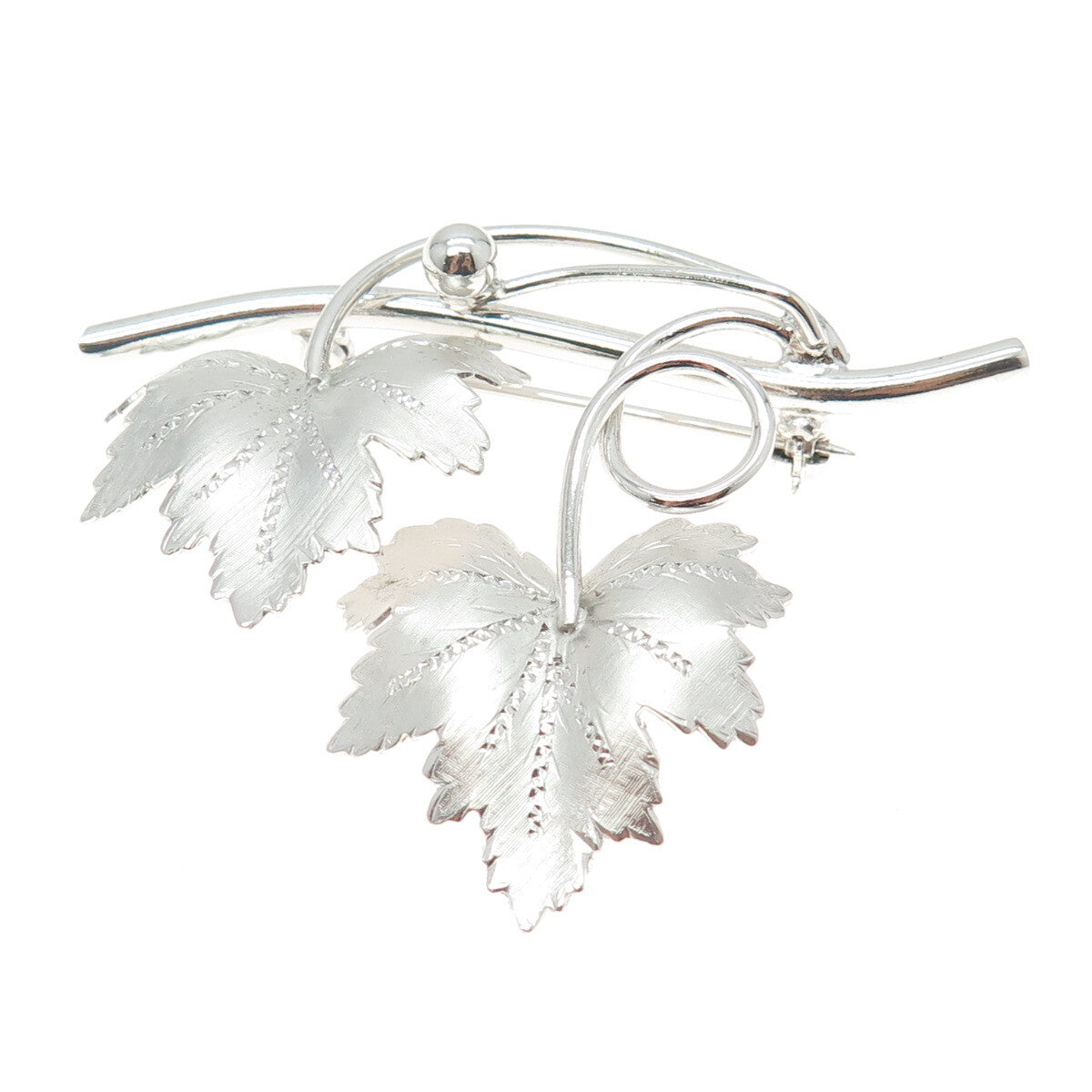 BINDER BROTHERS 925 Sterling Silver Antique Art Deco Maple Leaf Pin Brooch