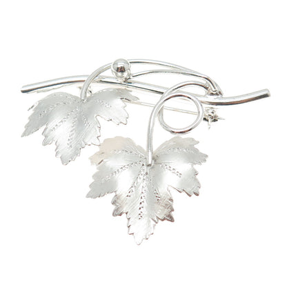 BINDER BROTHERS 925 Sterling Silver Antique Art Deco Maple Leaf Pin Brooch