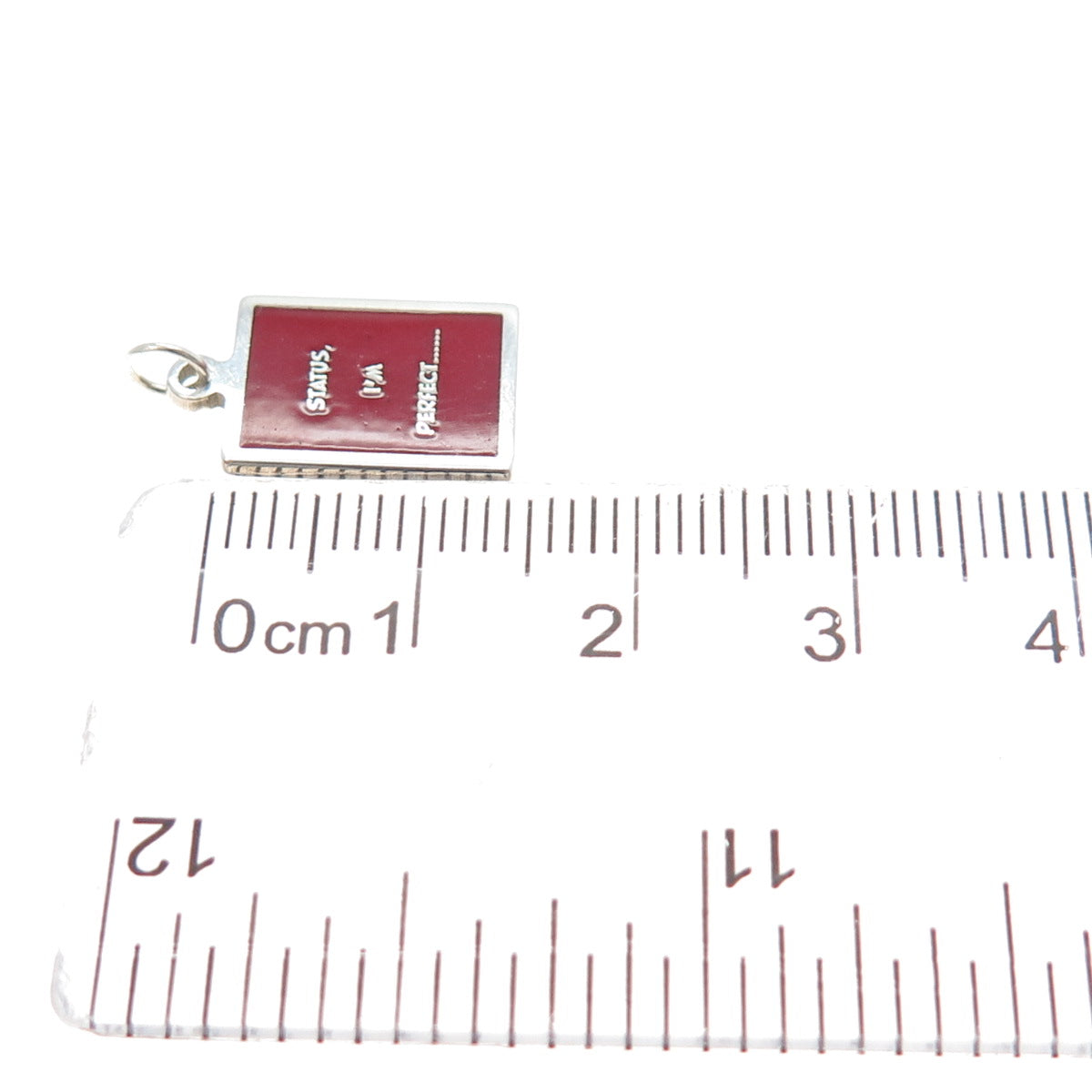 925 Sterling Silver Red Enamel Status I'm Perfect Minimalist Charm Pendant