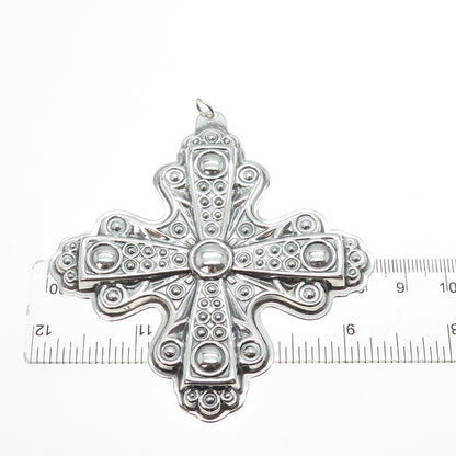 REED & BARTON 925 Sterling Silver Vintage 1972 Christmas Cross Oxidized Ornament