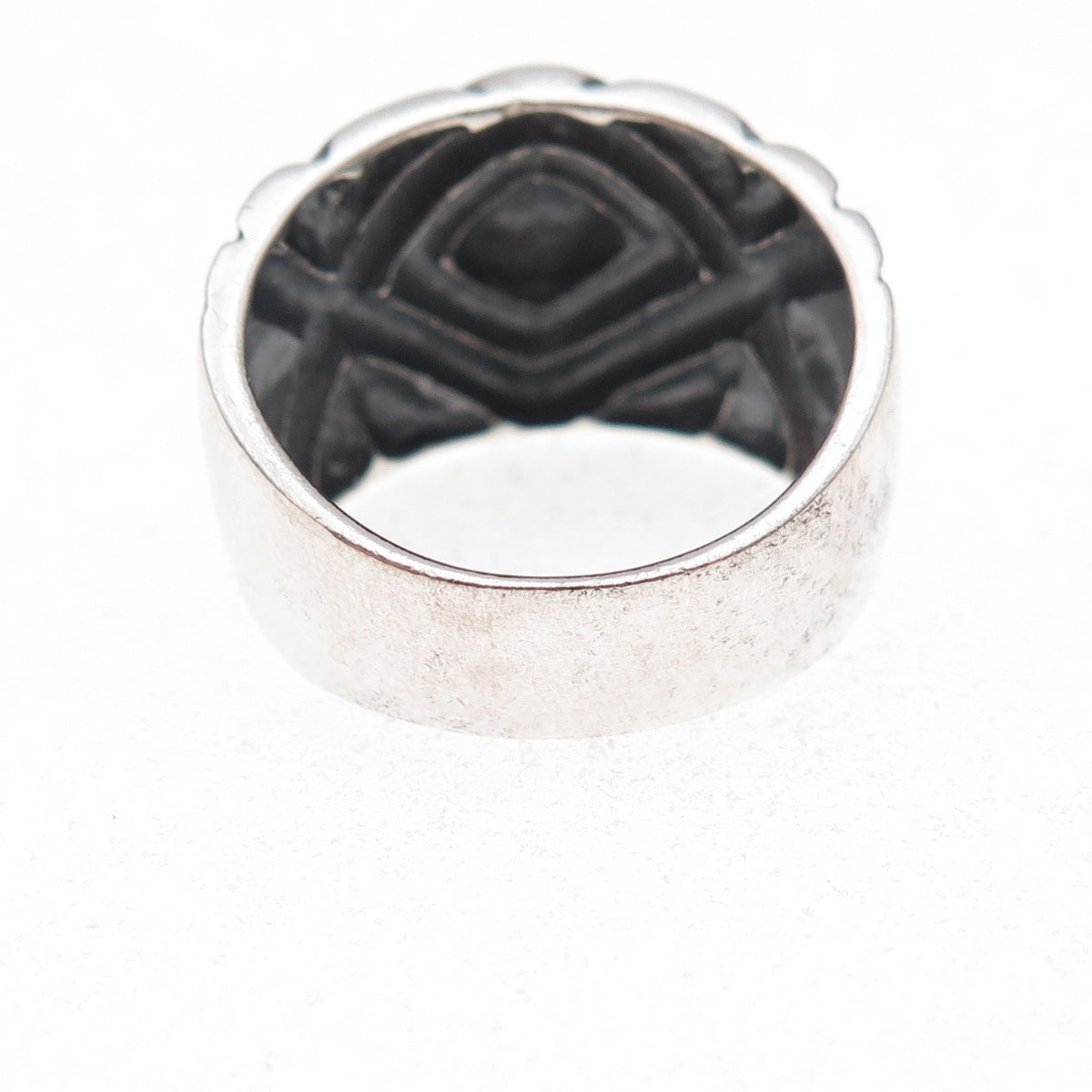 Chapal Zenray 925 Sterling Silver Vintage Modernist Oxidized Ring Size 8