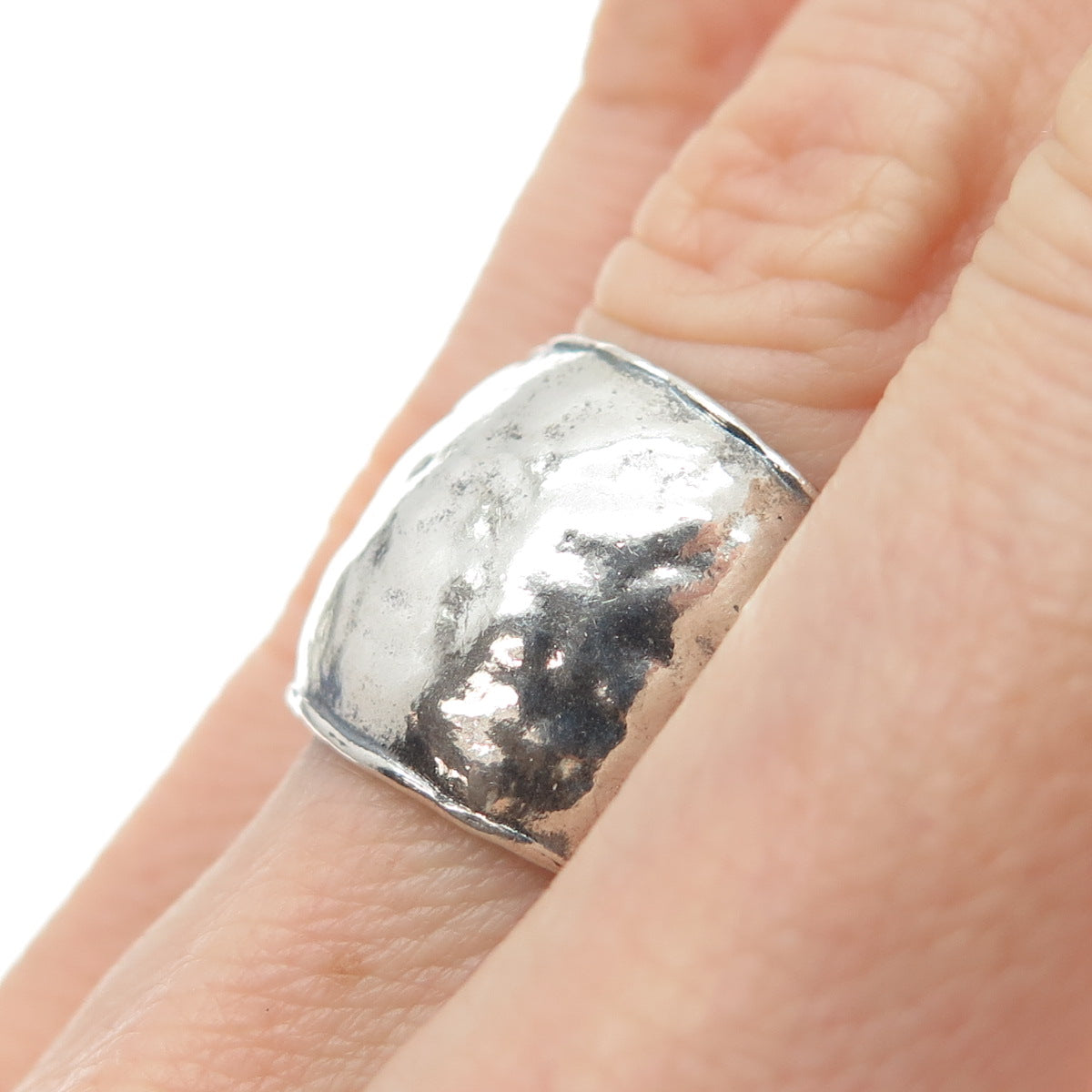 DIDAE 925 Sterling Silver Vintage Israel Hammered Oxidized Ring Size 5.25