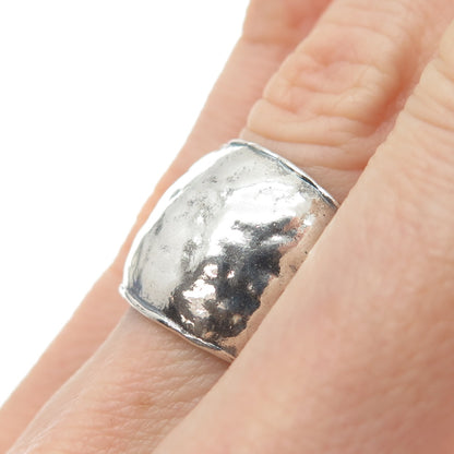 DIDAE 925 Sterling Silver Vintage Israel Hammered Oxidized Ring Size 5.25