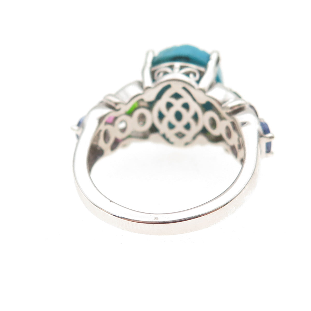 Chuck Clemency 925 Sterling Turquoise Tourmaline Peridot & Tanzanite Ring Size 6