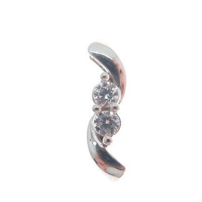 925 Sterling Silver Round-Cut C Z Wavy Minimalist Charm Slide Pendant