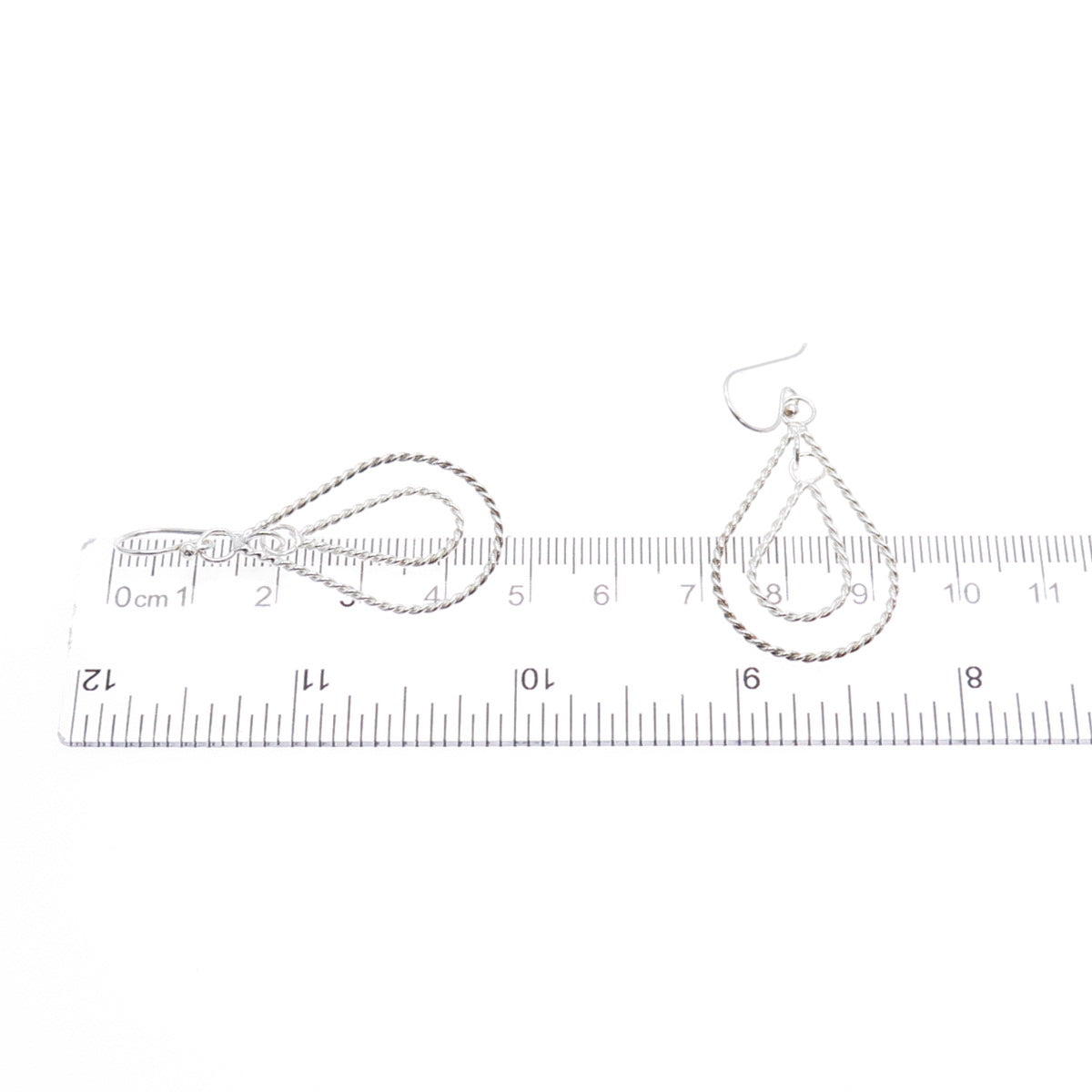 925 Sterling Silver Vintage Modernist Twisted Teardrop Dangle Earrings