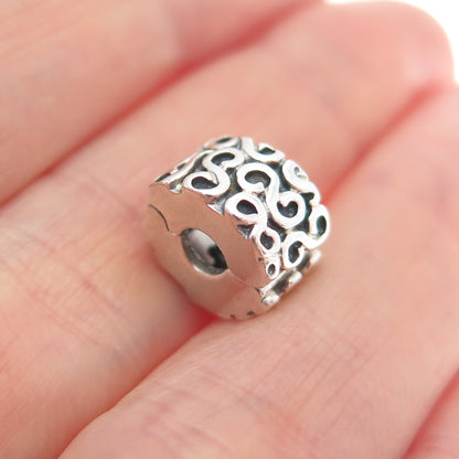 PANDORA 925 Sterling Silver Swirl Oxidized Clip Charm