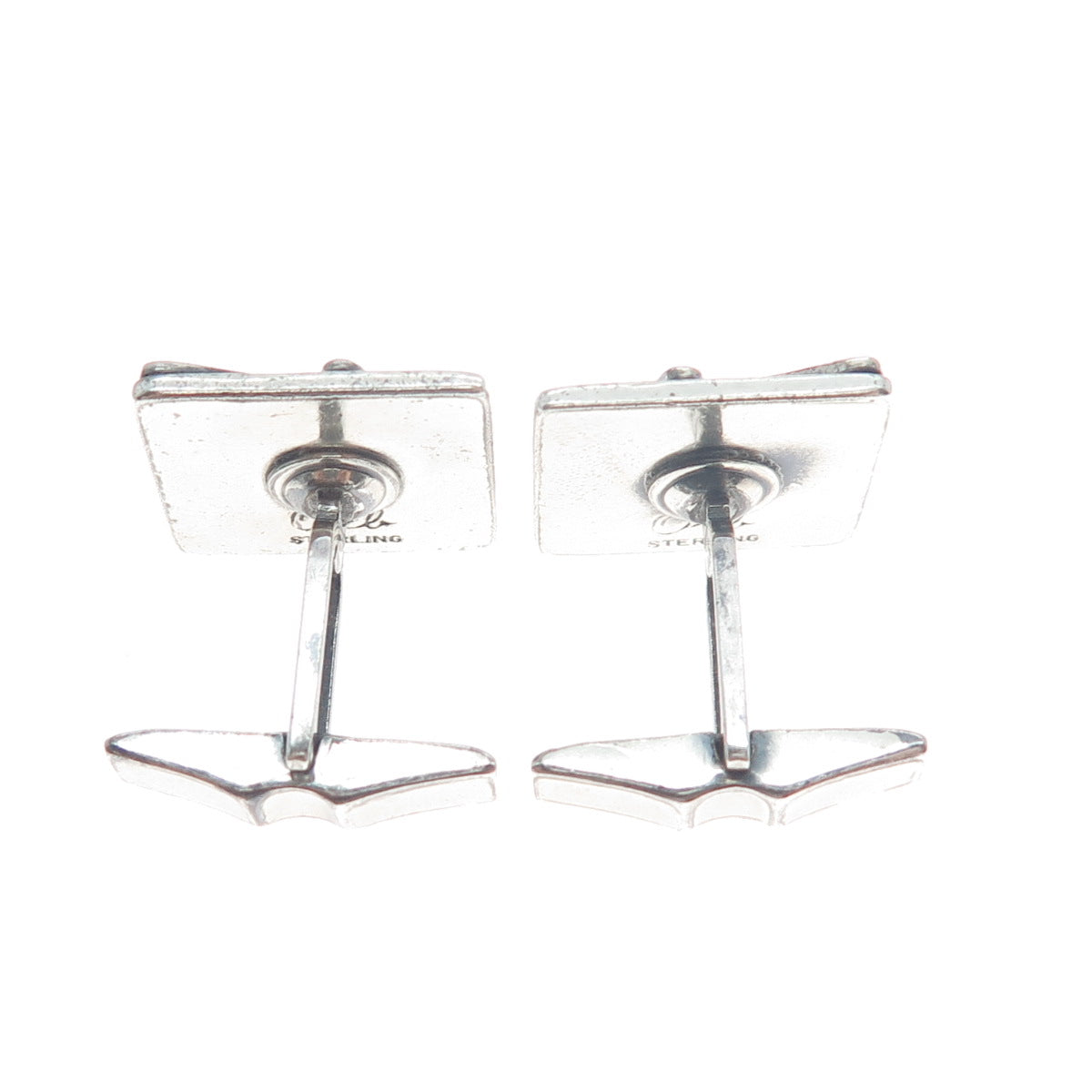 ORB Otto R Bade 925 Sterling Silver Vintage Chinese Character Oxidized Cufflinks