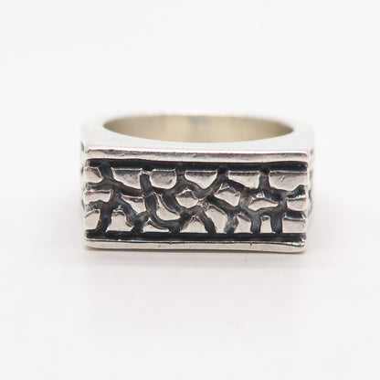925 Sterling Silver Vintage Nugget Bar Signet Ring Size 7