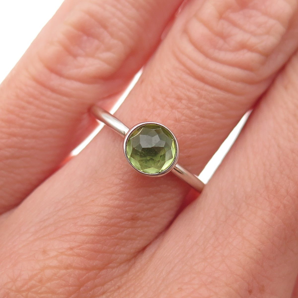 Pandora 925 Sterling Silver Real Peridot August Birthday Blooms Ring Size 6
