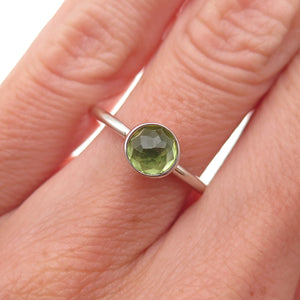 Pandora 925 Sterling Silver Real Peridot August Birthday Blooms Ring Size 6