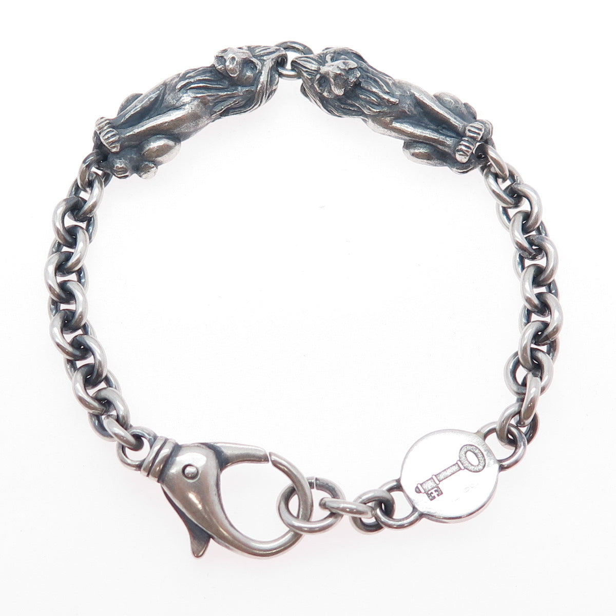 Theo Fennell Sterling Silver Vintage London Leo Zodiac Oxidized Bracelet 6.25"
